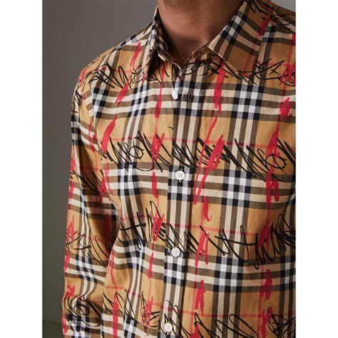 burberry painted vintage check cotton shirt|Burberry Check shirt men's.